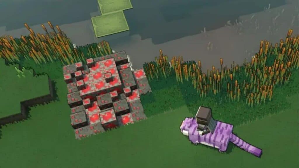Minecraft Legends player on a mount finds Redstone