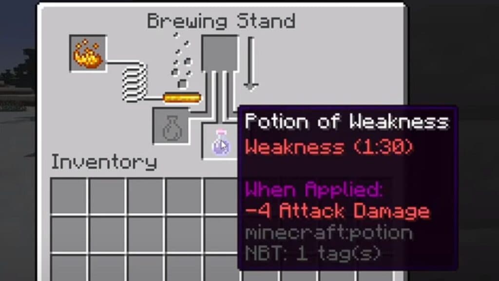 Potions of Weakness brewed in Minecraft