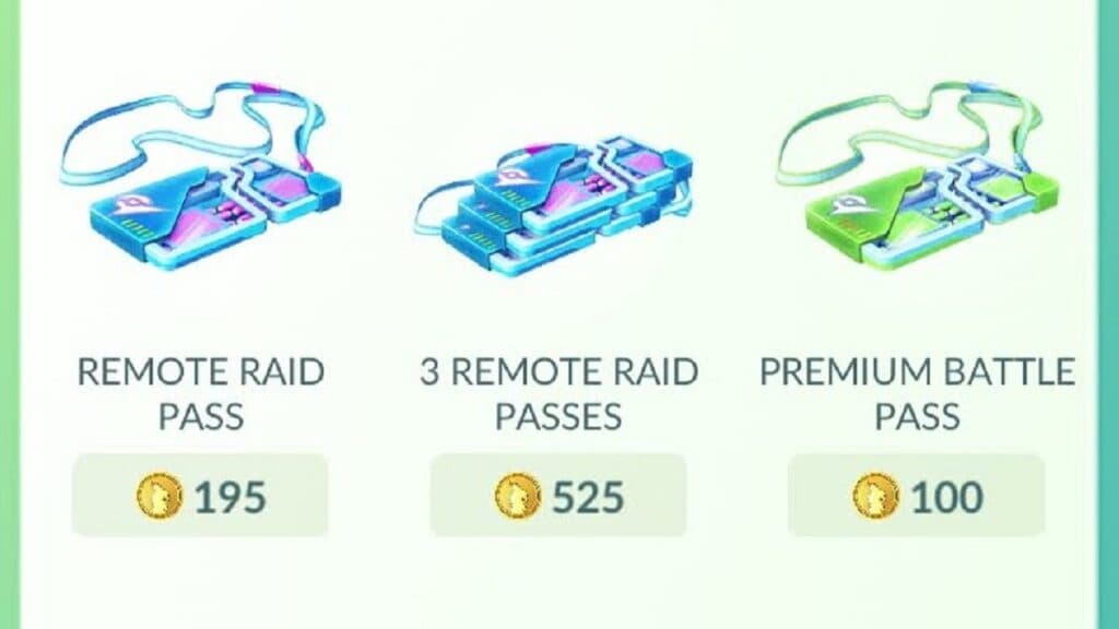 Remote Raid Passes in the Pokemon Go shop