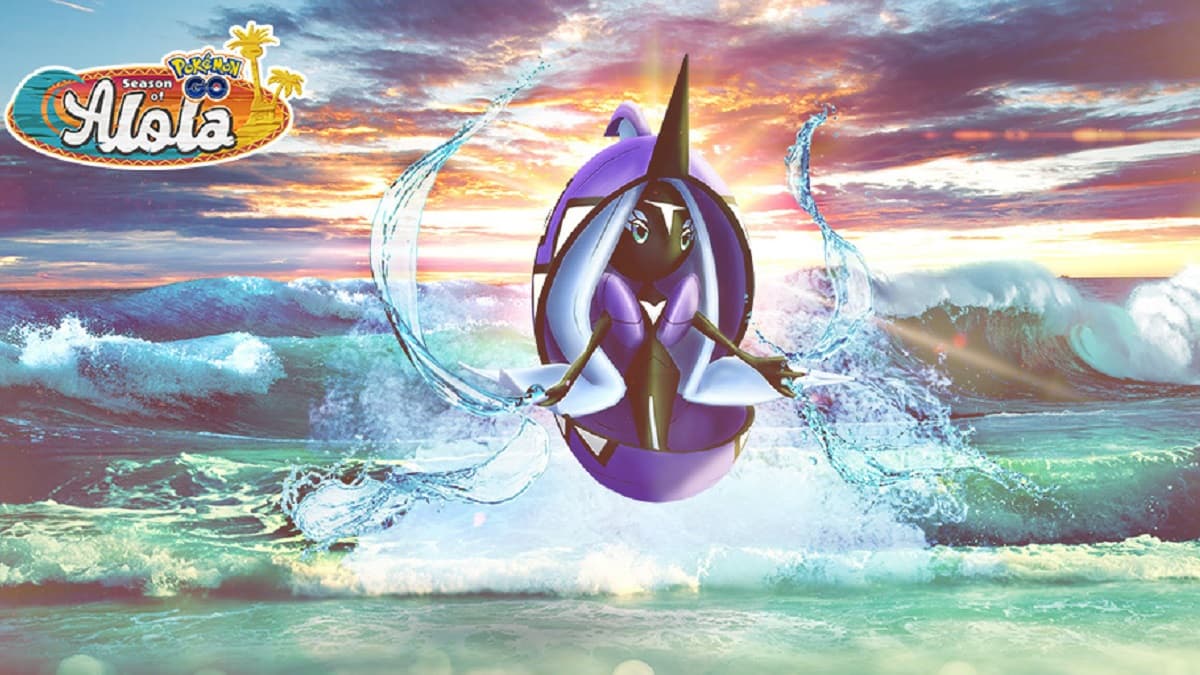 Tapu Fini in a beach in Pokemon Go