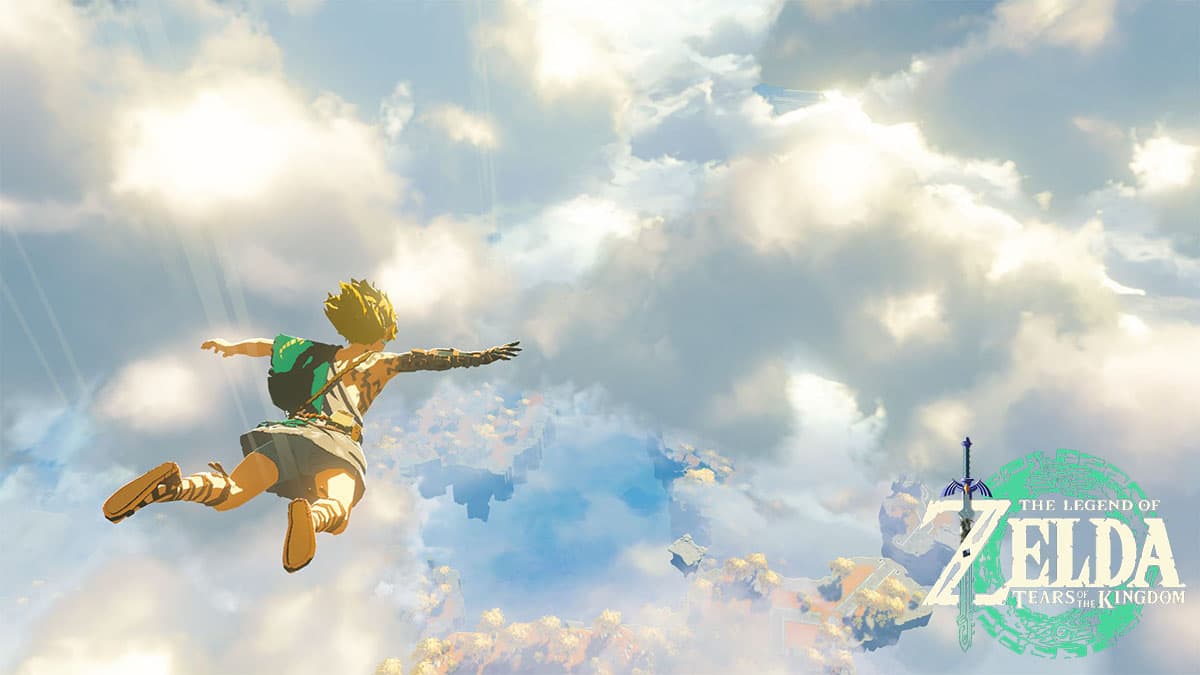 Link falling from a Sky Island in Zelda Tears of the Kingdom