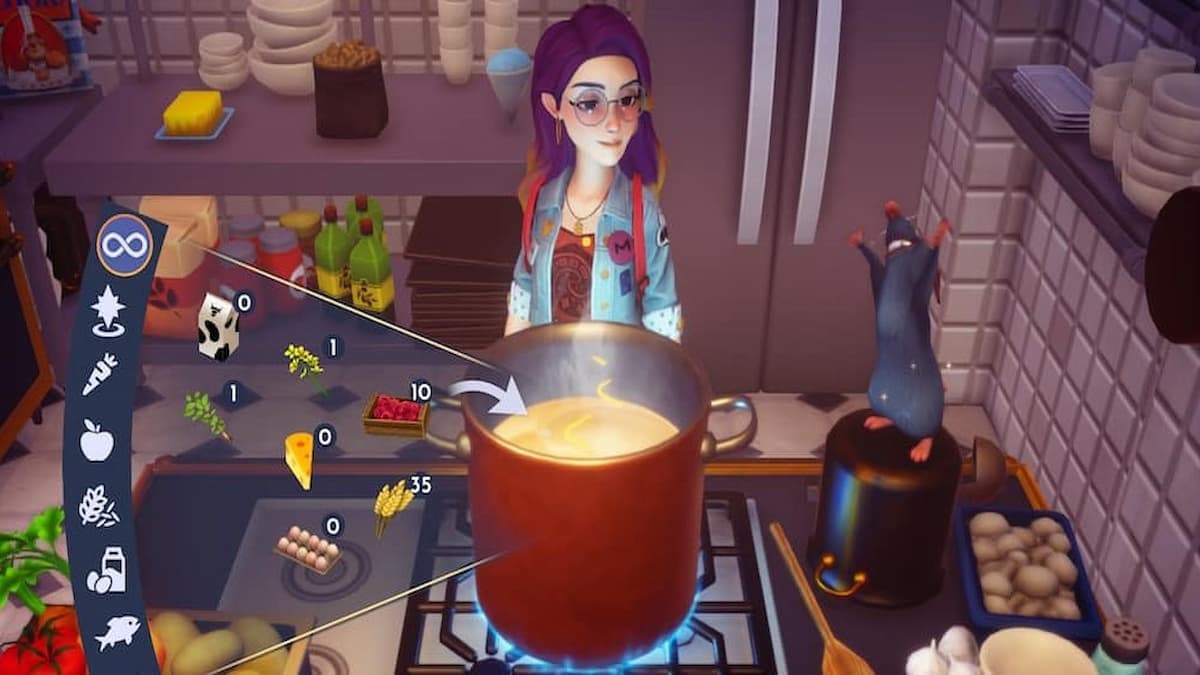 Your character making the dish in Remy's kitchen in Disney Dreamlight Valley