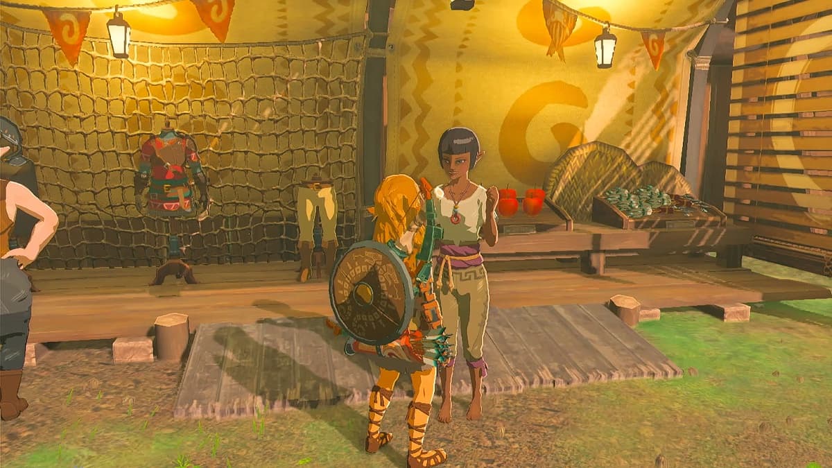 Link talking to merchant Tears of the Kingdom