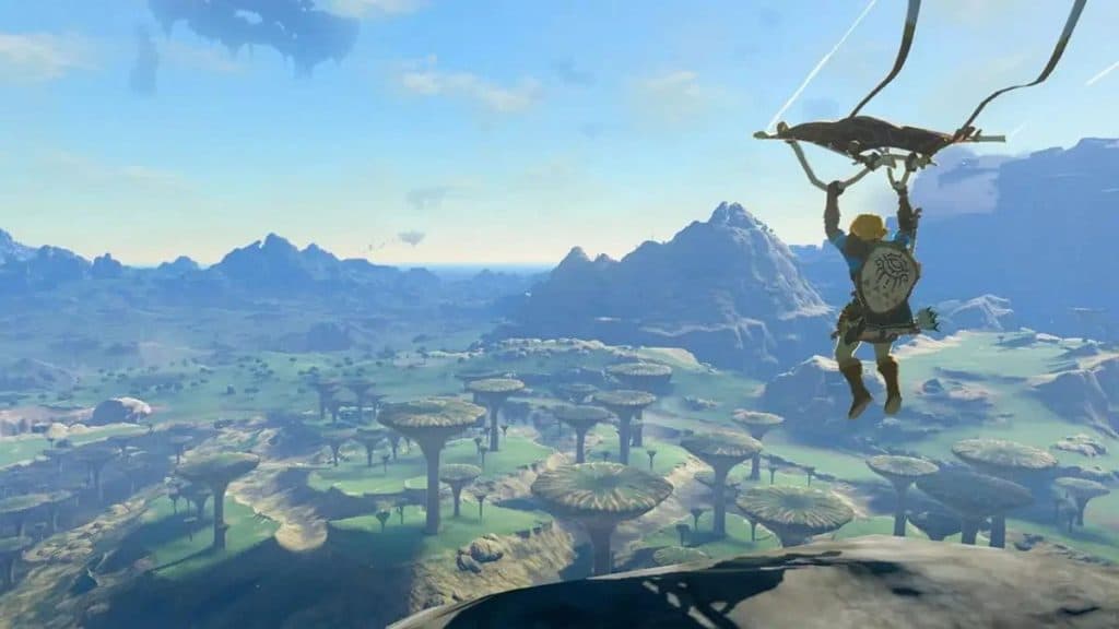 Link gliding in Zelda Tears of the Kingdom
