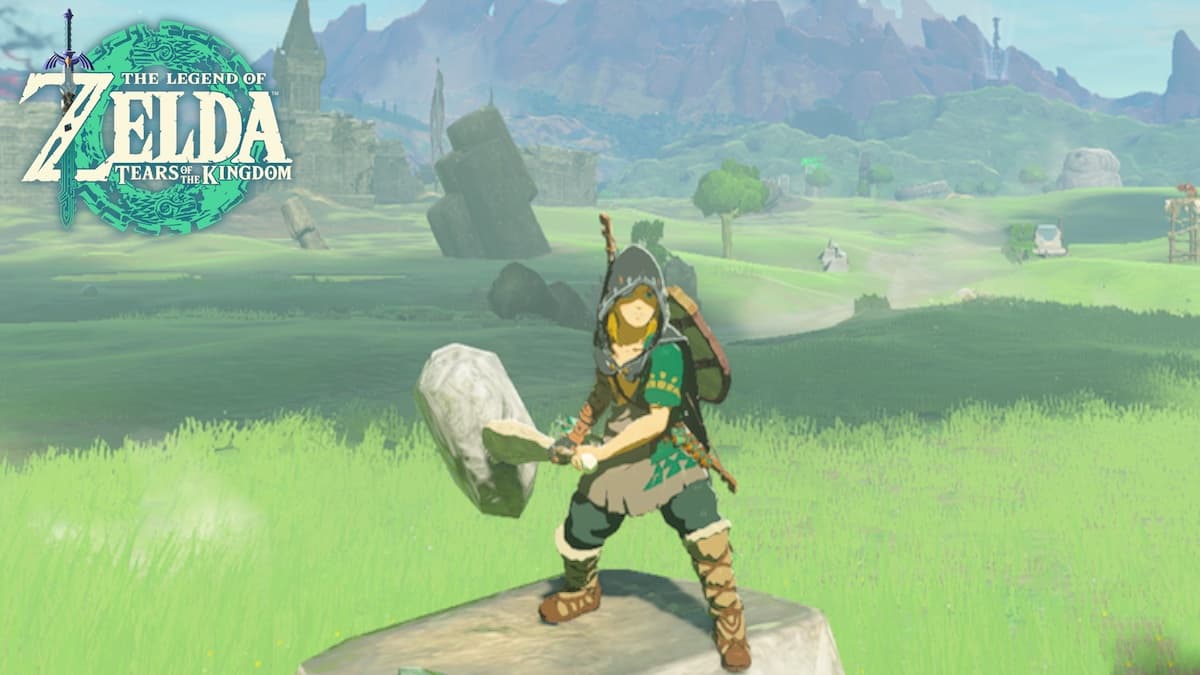Link holding weapon zelda totk