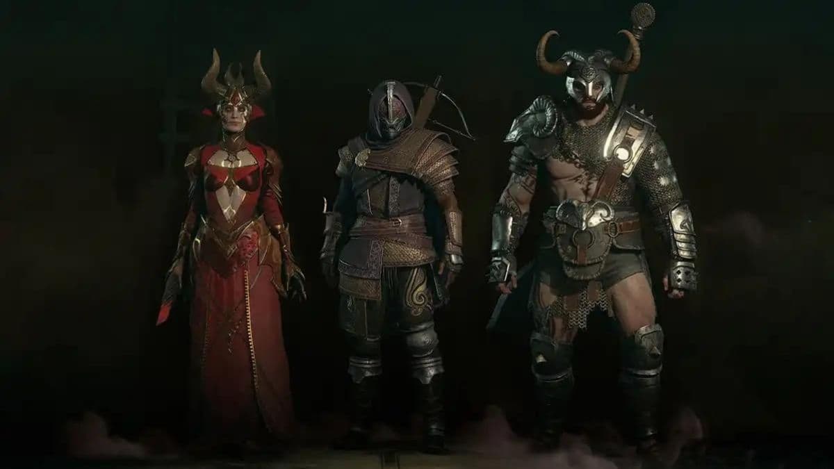 Diablo 4 characters in a line