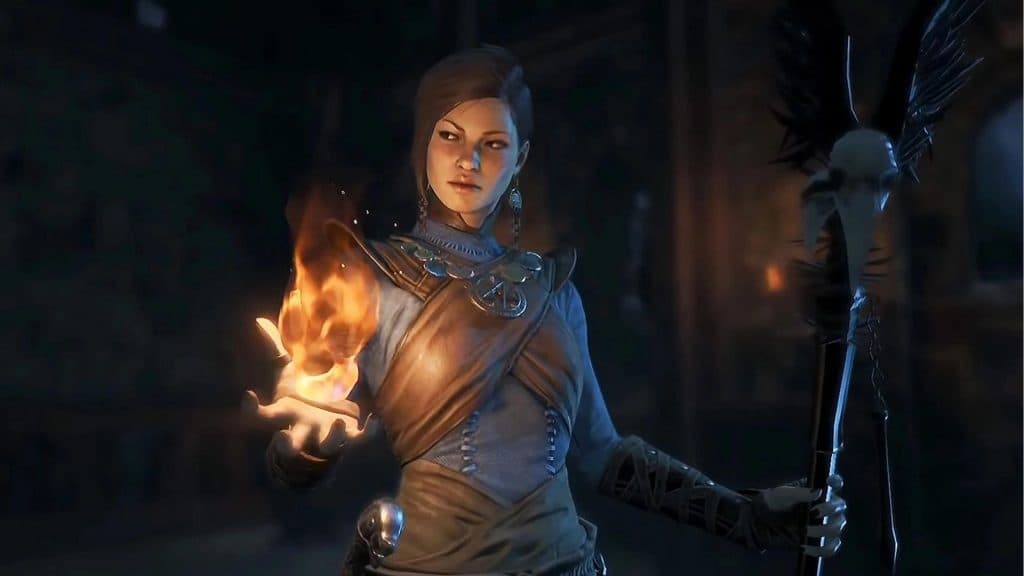 Sorcerer using a Fire skill in Diablo 4