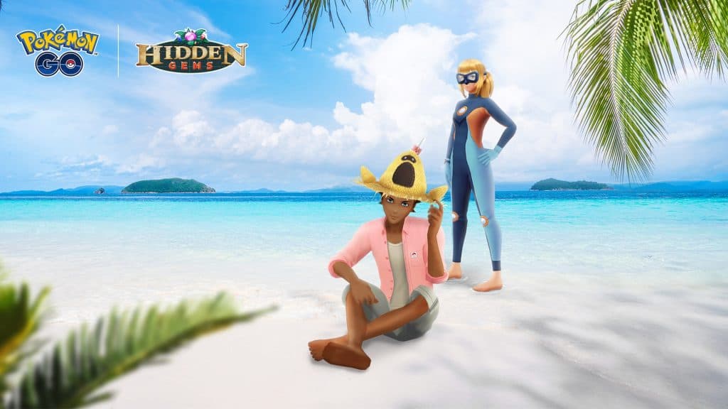 Pokemon Go trainers with beach avatar items
