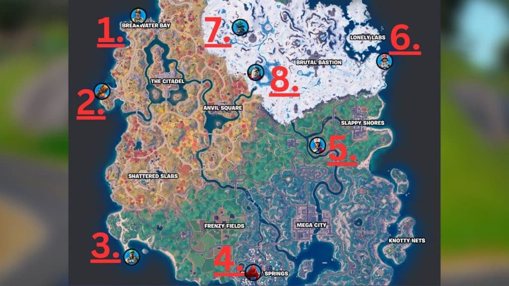 All eight Specialists locations in Fortnite