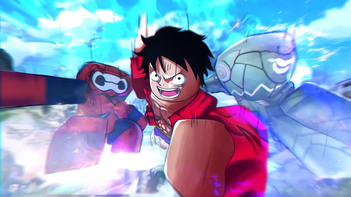 Luffy and other anime characters in Roblox Anime Punching Simulator.