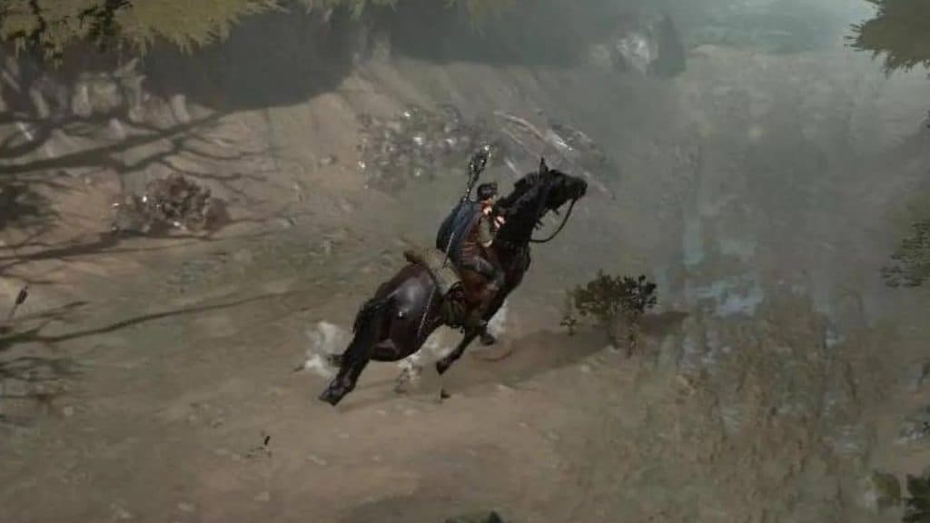 A Diablo 4 character riding a mount