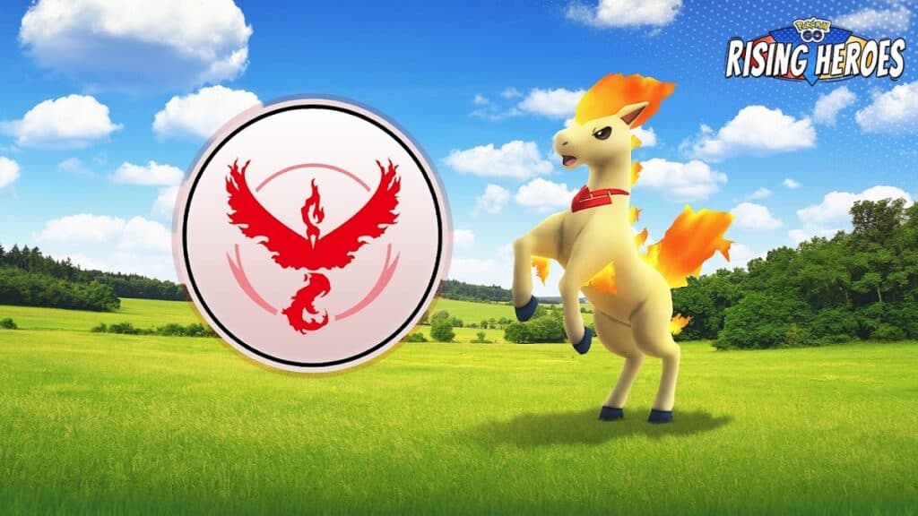 Ponyta with a Candela-inspired accessory in Pokemon Go