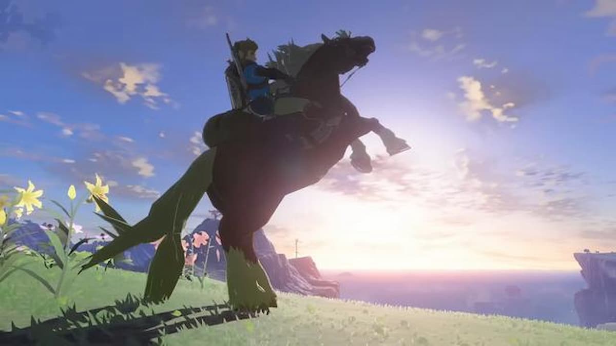 Link riding horse in Zelda: Tears of the Kingdom.