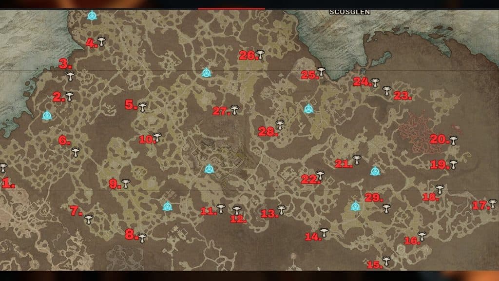 29 Altar of Lilith locations in Scosglen region of Diablo 4