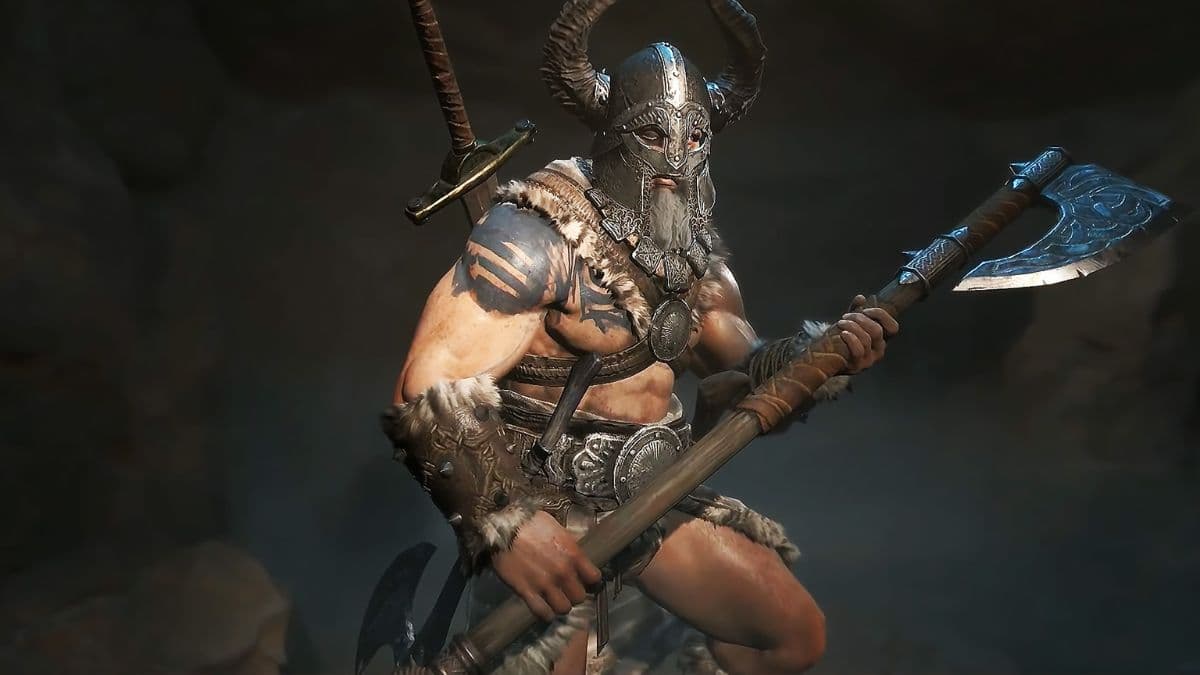 barbarian holding an axe in diablo 4