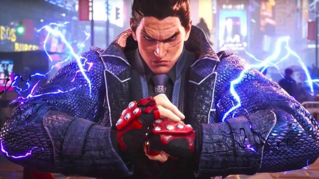 Kazuya holding fist with electricity in Tekken 8