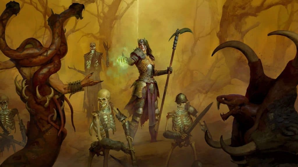 Official Diablo art featuring Necromancers and the undead