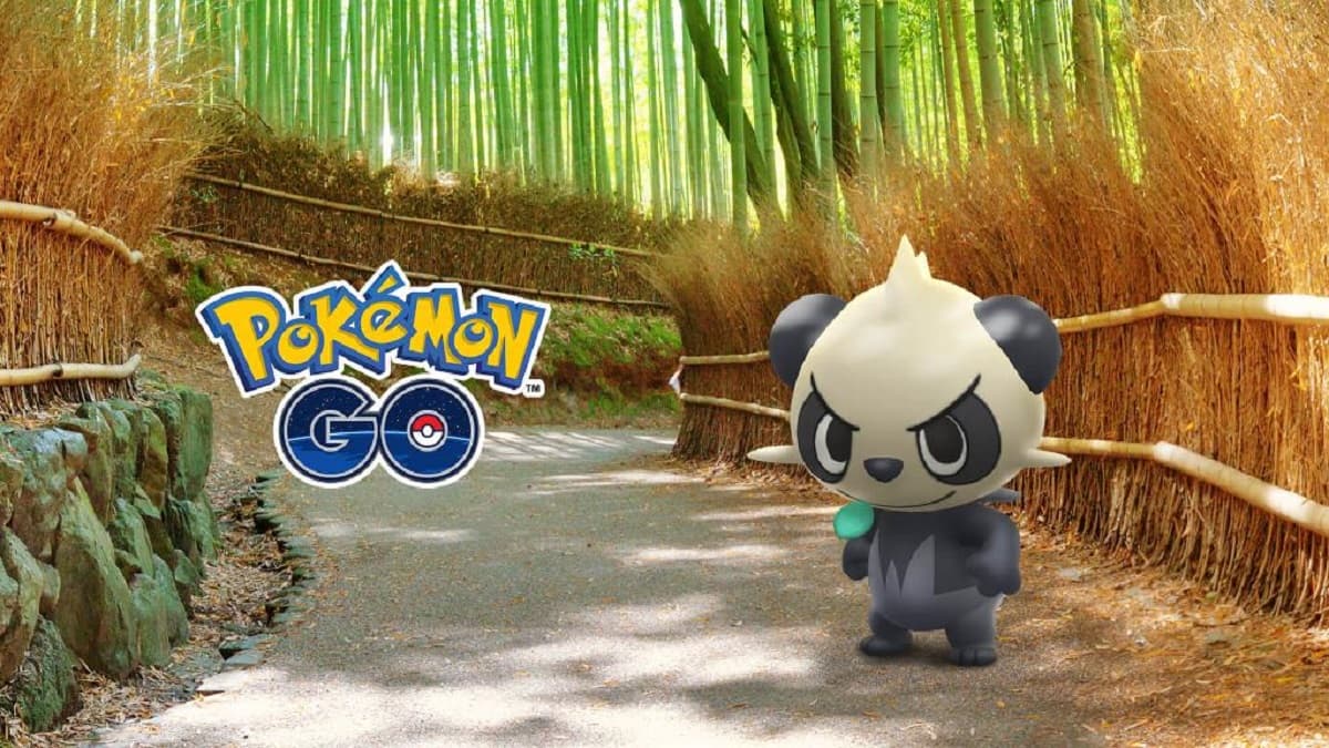 Pancham in a bamboo forest in Pokemon Go