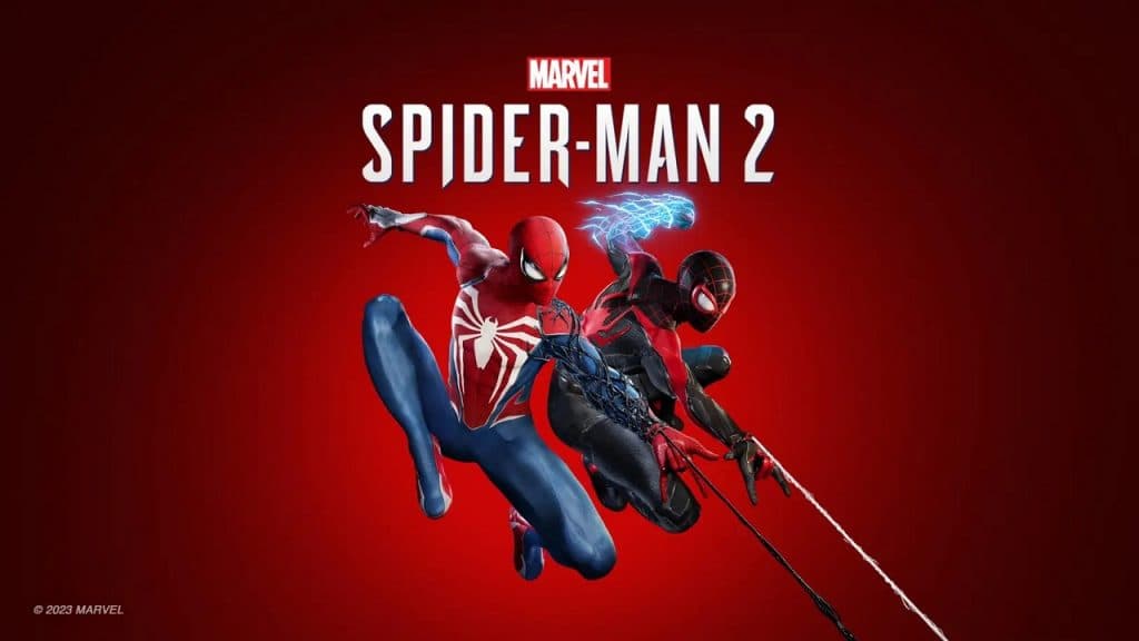 Marvel's Spider-Man 2 cover featuring Peter Parker and Miles Morales
