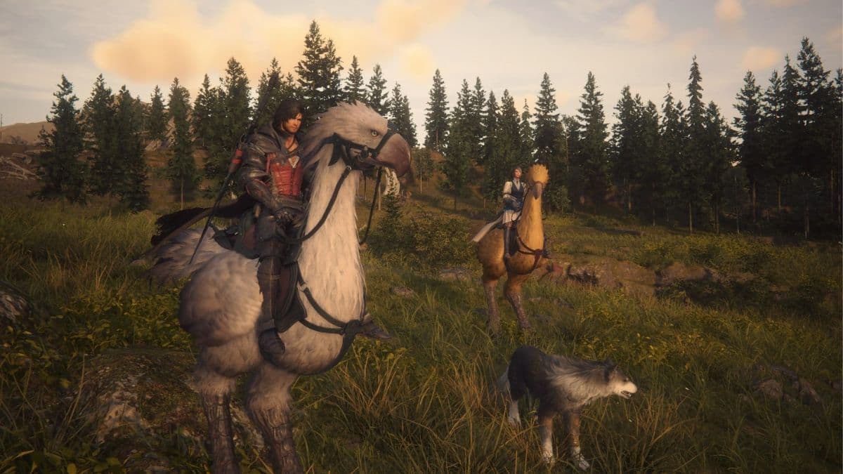 Clive riding Chocobo in Final Fantasy 16