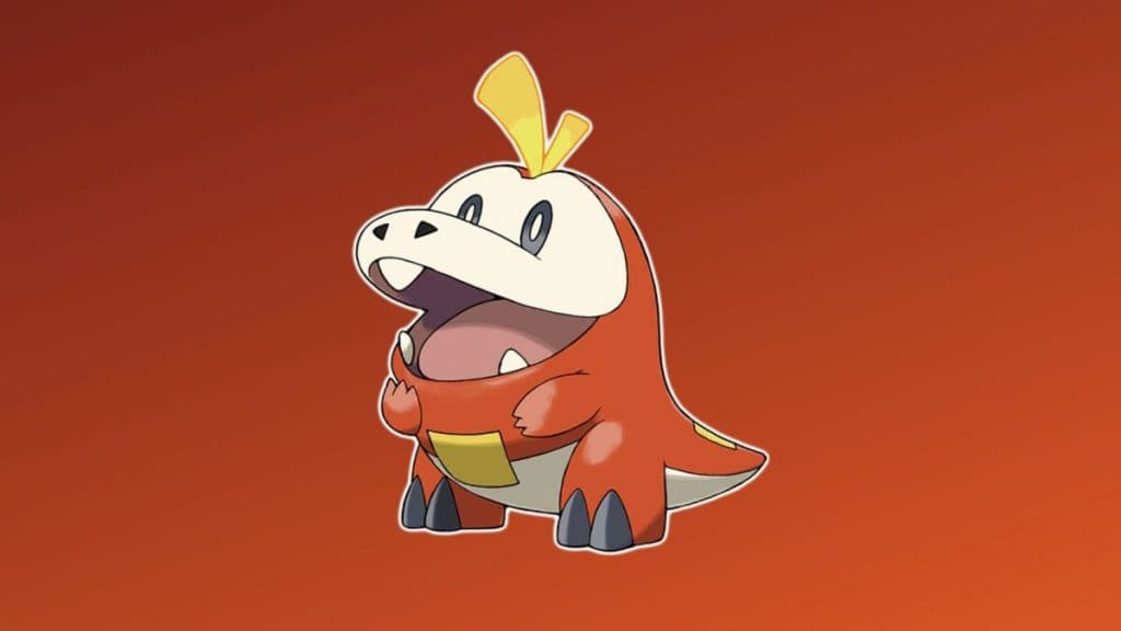a promo image of Fuecoco from Pokemon Scarlet and Violet