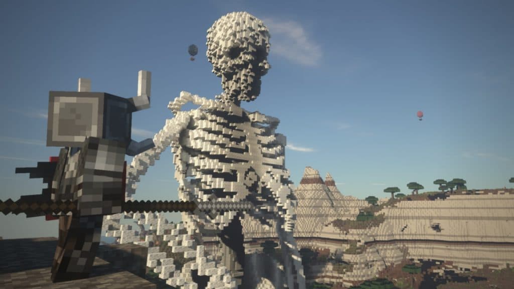 A screengrab of the Skeleton Boss in DawnCraft modpack in Minecraft