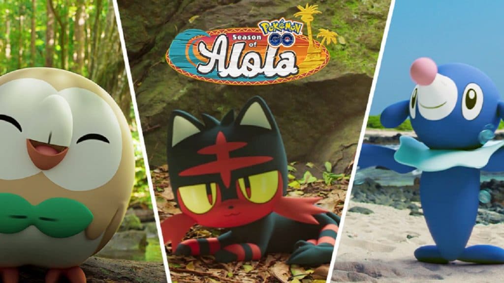 Alolan starters Rowlet, Litten, and Popplio in Pokemon Go