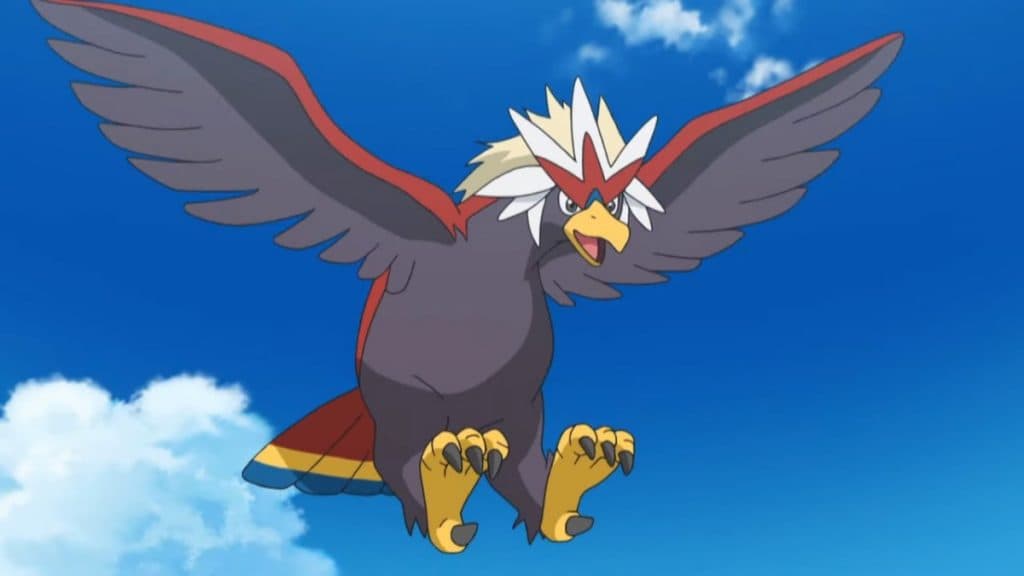 braviary flying high like it is shown in games like pokemon go