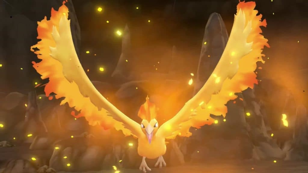 pokemon go moltres surrounded by flares