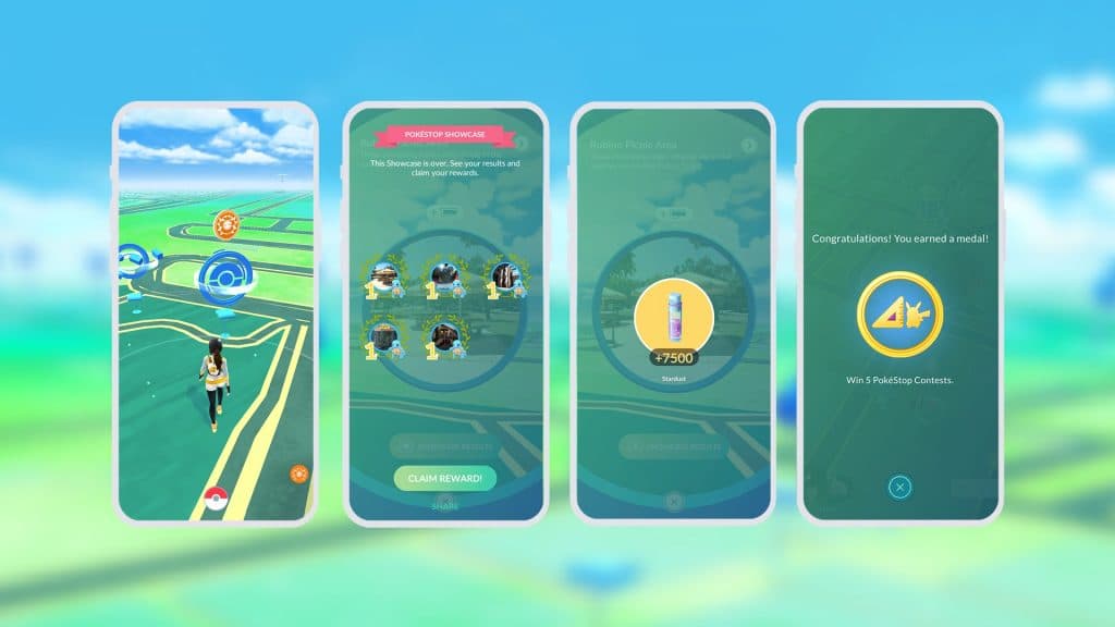 Screenshots of PokeStops Showcases rewards in Pokemon Go