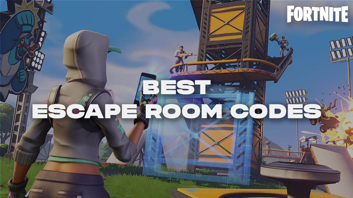 Best Fortnite Escape Room thumbnail on various Fortnite characters standing in the background.