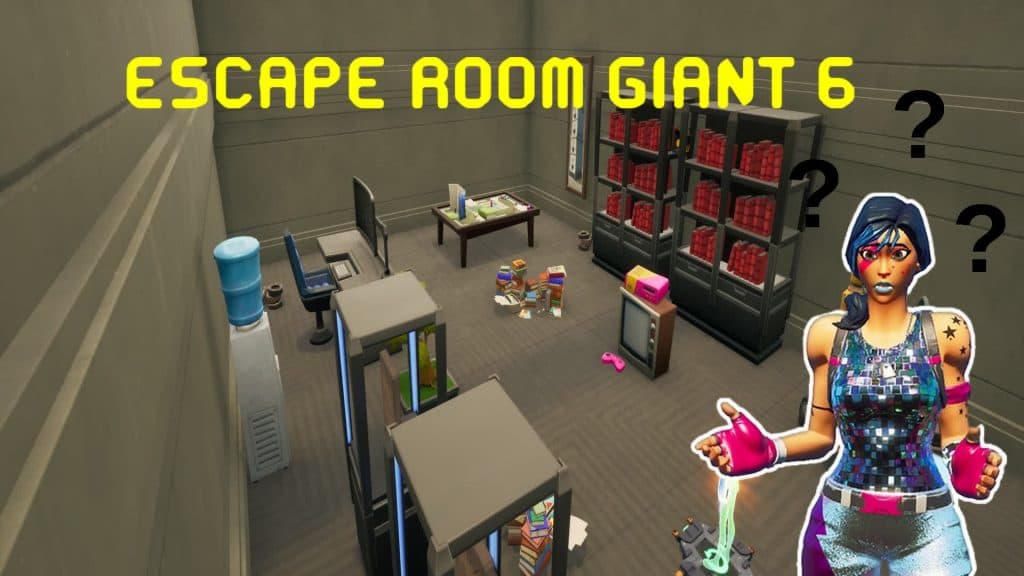 Screengrab of a room and a character in Fortnite Giant Escape Room 6