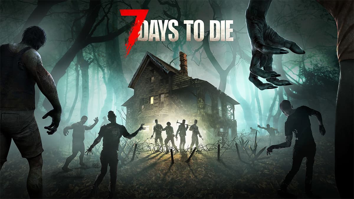7 Days to Die thumbnail featuring zombies heading towards a shack.