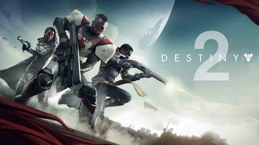 3 Destiny 2 characters with gun in the game's official key art.