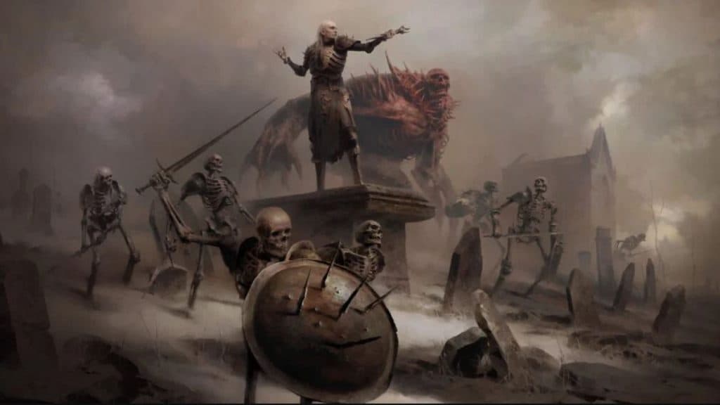 Diablo 4 Necromancer with skeleton army