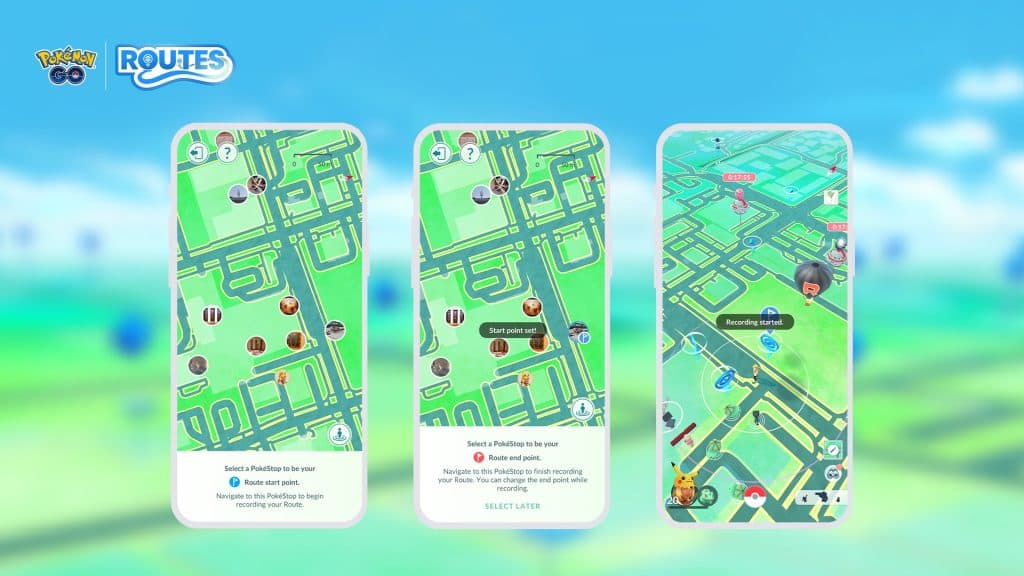 Screenshots of Pokemon Go Routes