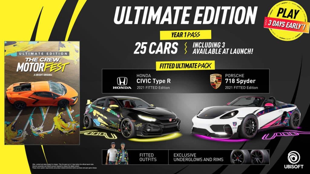graph showing all that you get in The Crew Motorfest Ultimate Edition