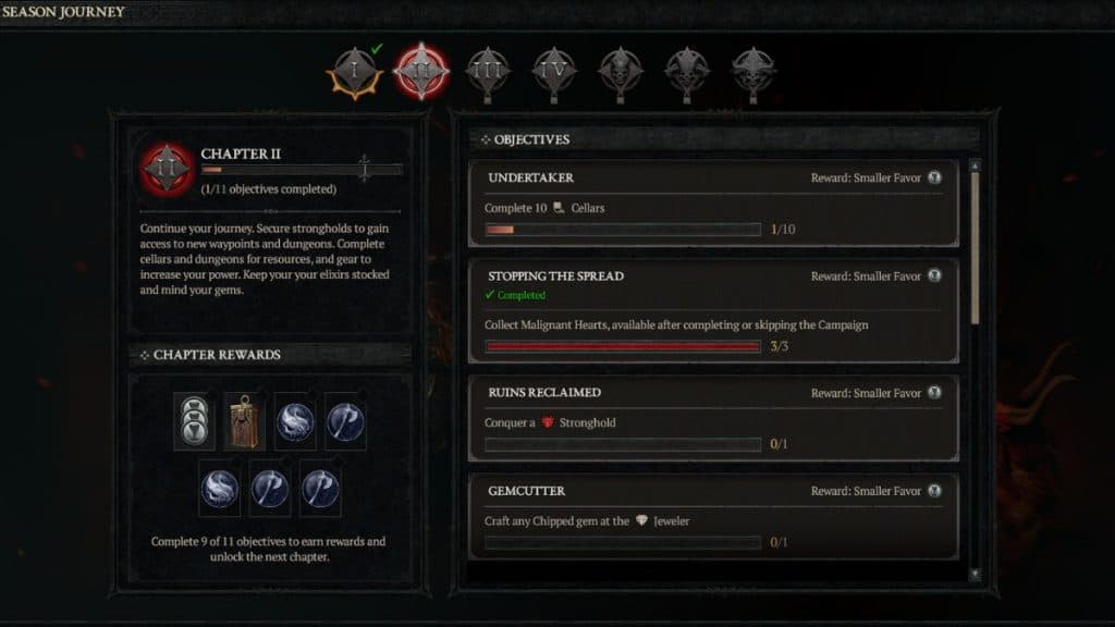 Diablo 4 Season 1 Chapter 2 objectives