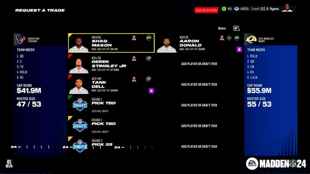 New Trade system in Madden 24 Franchise mode
