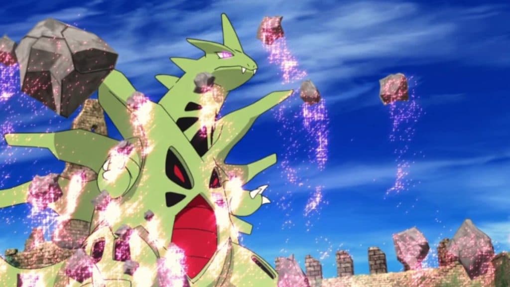 mega tyranitar pokemon go using a rock-type move in the anime