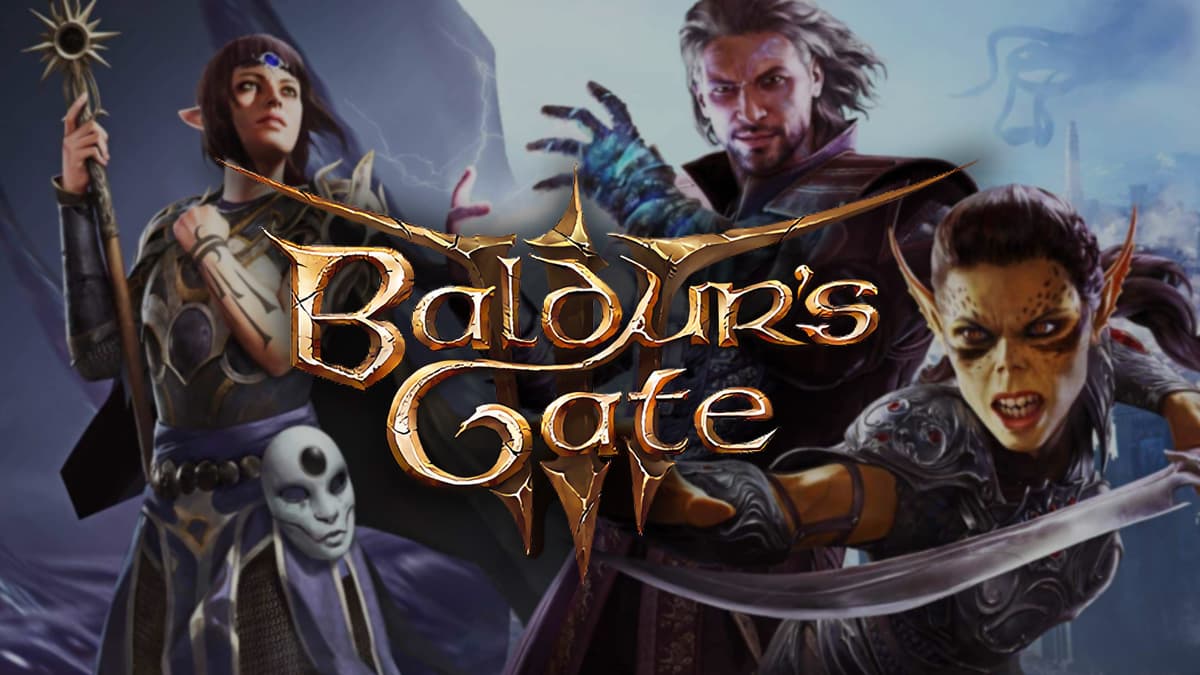 Shadowheart, Gale and Lae'zel in Baldur's Gate 3 key art.