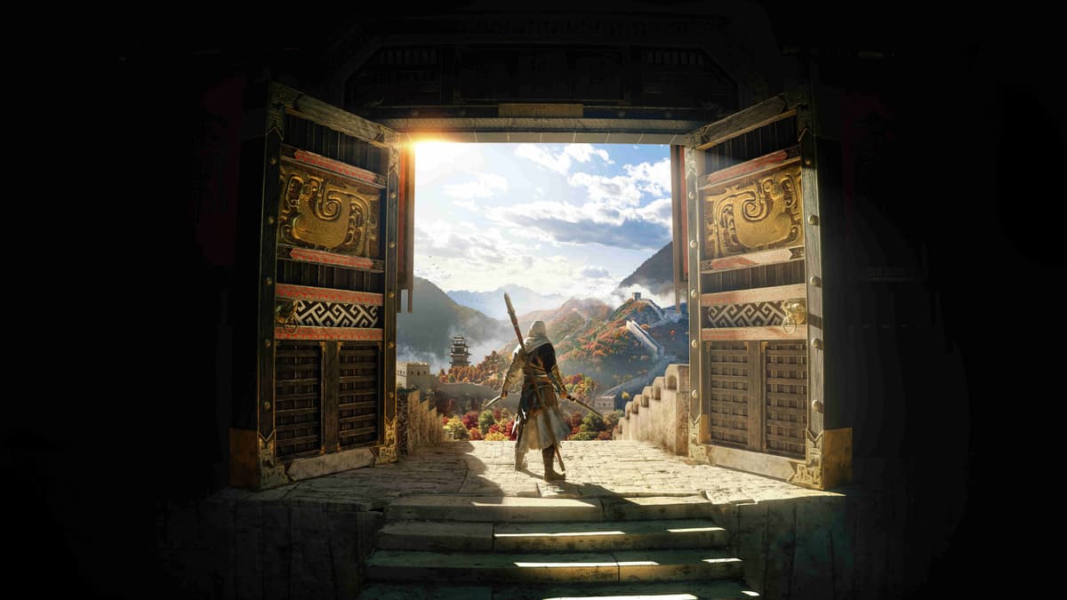 character opening door to great wall in Assassin's Creed Jade