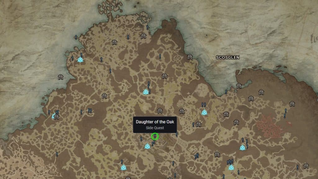 Diablo 4's map Daughter of the Oak quest
