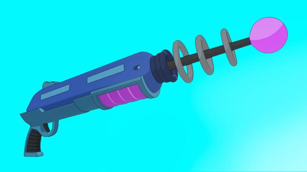 Bender's Shiny Metal Raygun in Fortnite on blue background