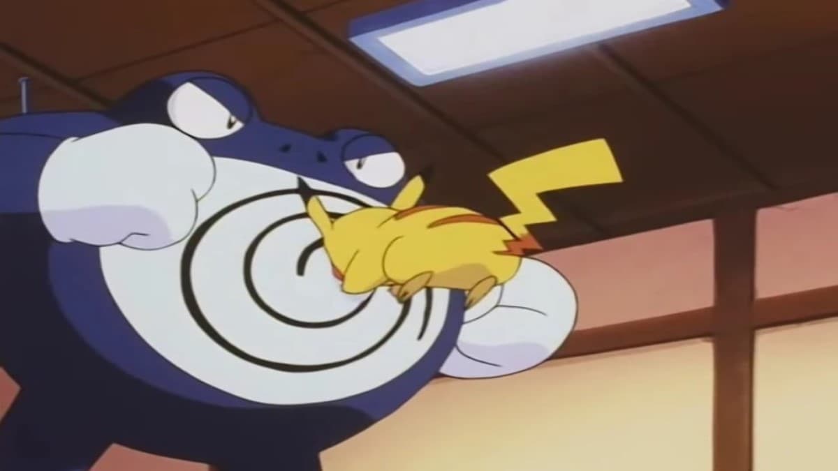 poliwrath pokemon go battling a pikachu in the anime