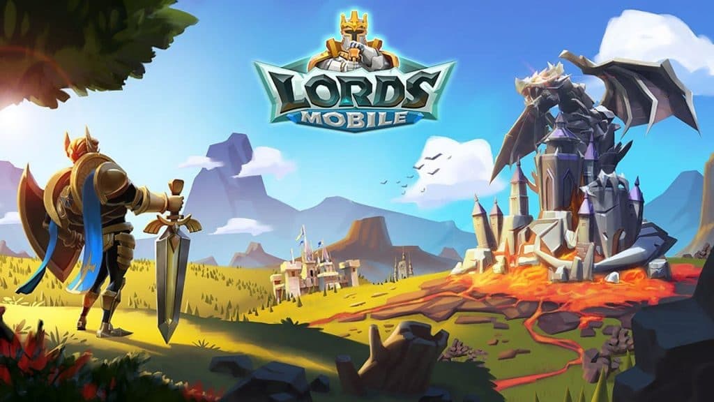 King looking at a castle in Lords Mobile key art.