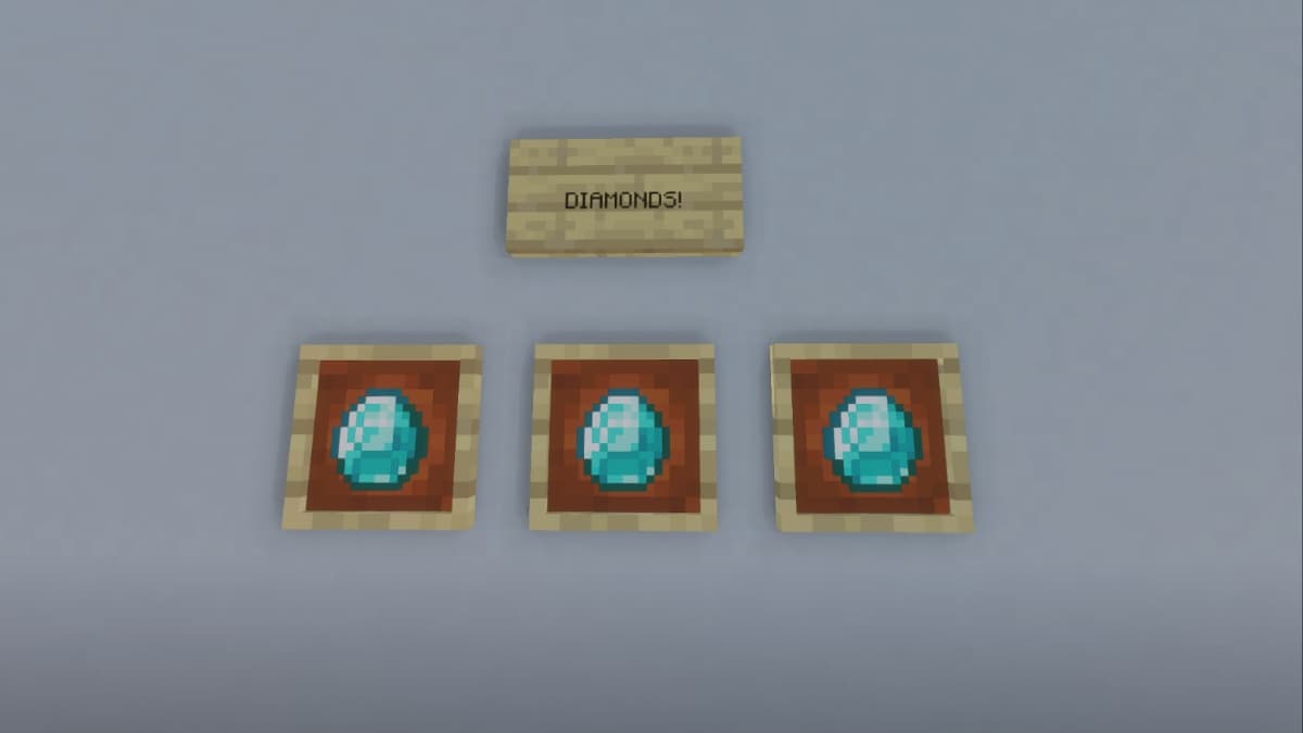 Diamonds displayed in item frames.