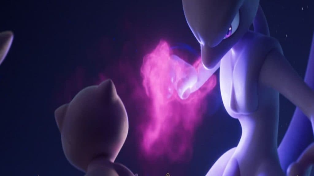 mewtwo and mew battling in pokemon scarlet and violet mewtwo tera raid