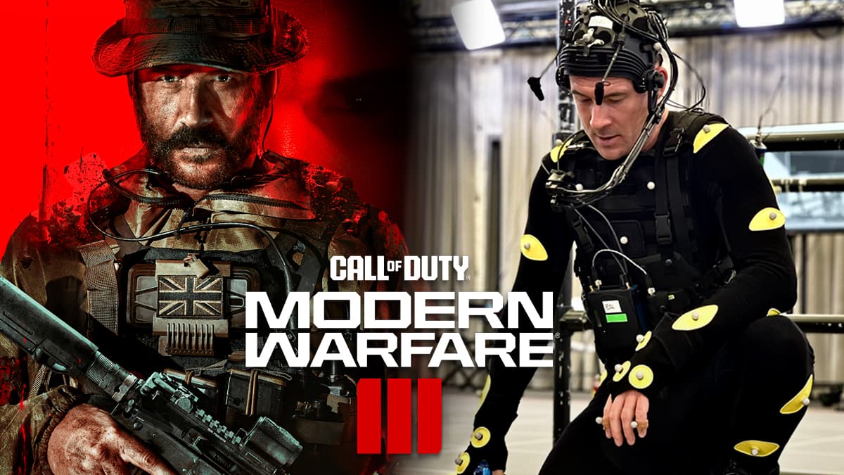 Modern Warfare 3 key art featuring Captain Price and Barry Sloane during Price's motion capture.