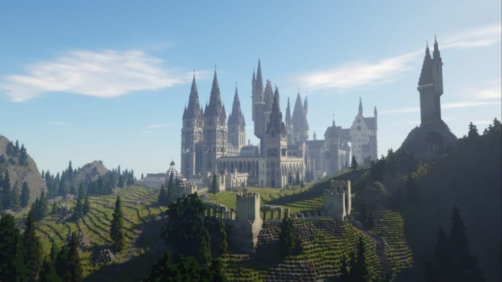 Hogwarts castle in the Witchcraft and Wizardry mod.
